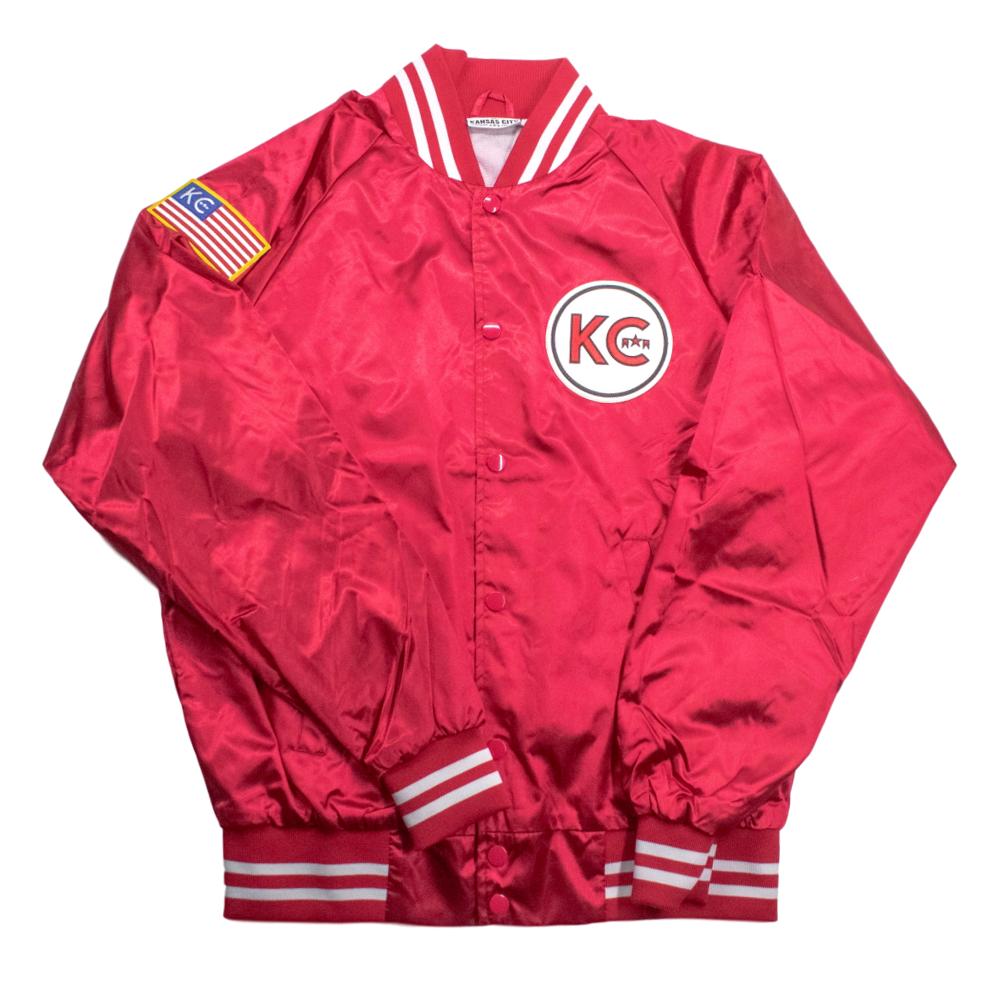 Vintage Satin Button-Up Jacket | The Kansas City Clothing Co. Red/White / M